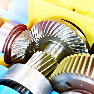 A speed reducer that can be used to change the speed at which machinery operates. Multiple gears are operating together.